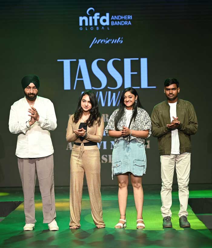 Fashion design students receiving awards at NIF Global Mumbai fashion design institute in Mumbai